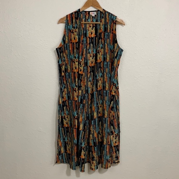Lularoe Abstract Boho Multi Color Joy Vest Duster Size M - Picture 2 of 4